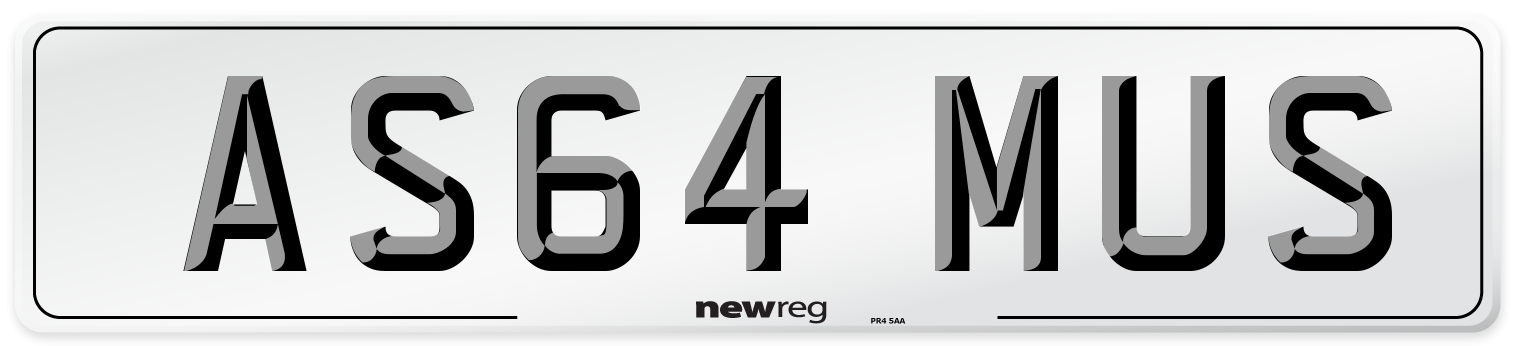 AS64 MUS Number Plate from New Reg